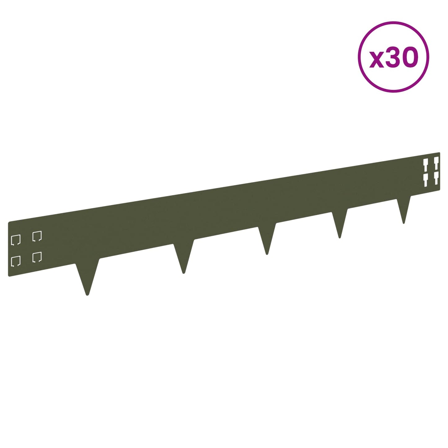 Lawn Edging 30 pcs 100 x 15 cm Steel Olive Green