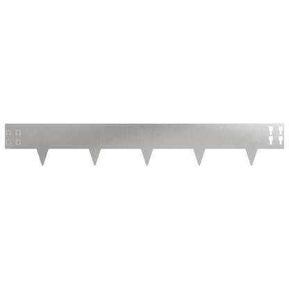 Lawn Edging 10 pcs 100 x 15 cm Steel Silver