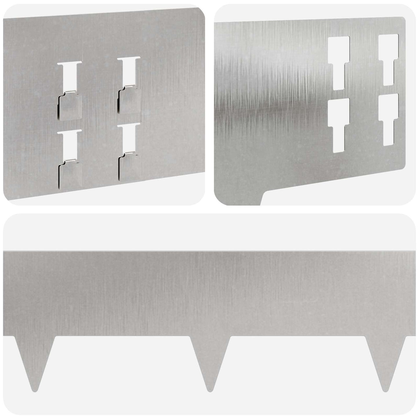 Lawn Edging 50 pcs 100 x 15 cm Steel Silver