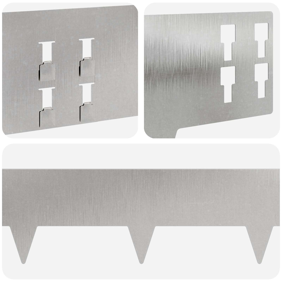 Lawn Edging 50 pcs 100 x 15 cm Steel Silver