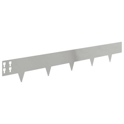 Lawn Edging 10 pcs 100 x 15 cm Steel Silver