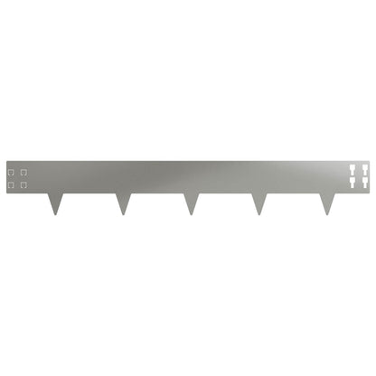 Lawn Edging 10 pcs 100 x 15 cm Steel Silver