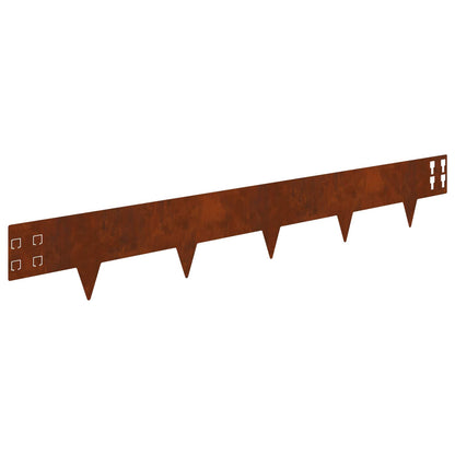 Lawn Edging 50 pcs 100 x 15 cm Steel Rusty