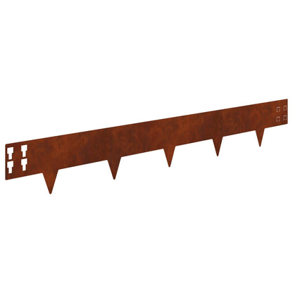 Lawn Edging 50 pcs 100 x 15 cm Steel Rusty