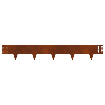 Lawn Edging 50 pcs 100 x 15 cm Steel Rusty