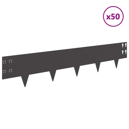 Lawn Edging 50 pcs 100 x 20 cm Steel Black