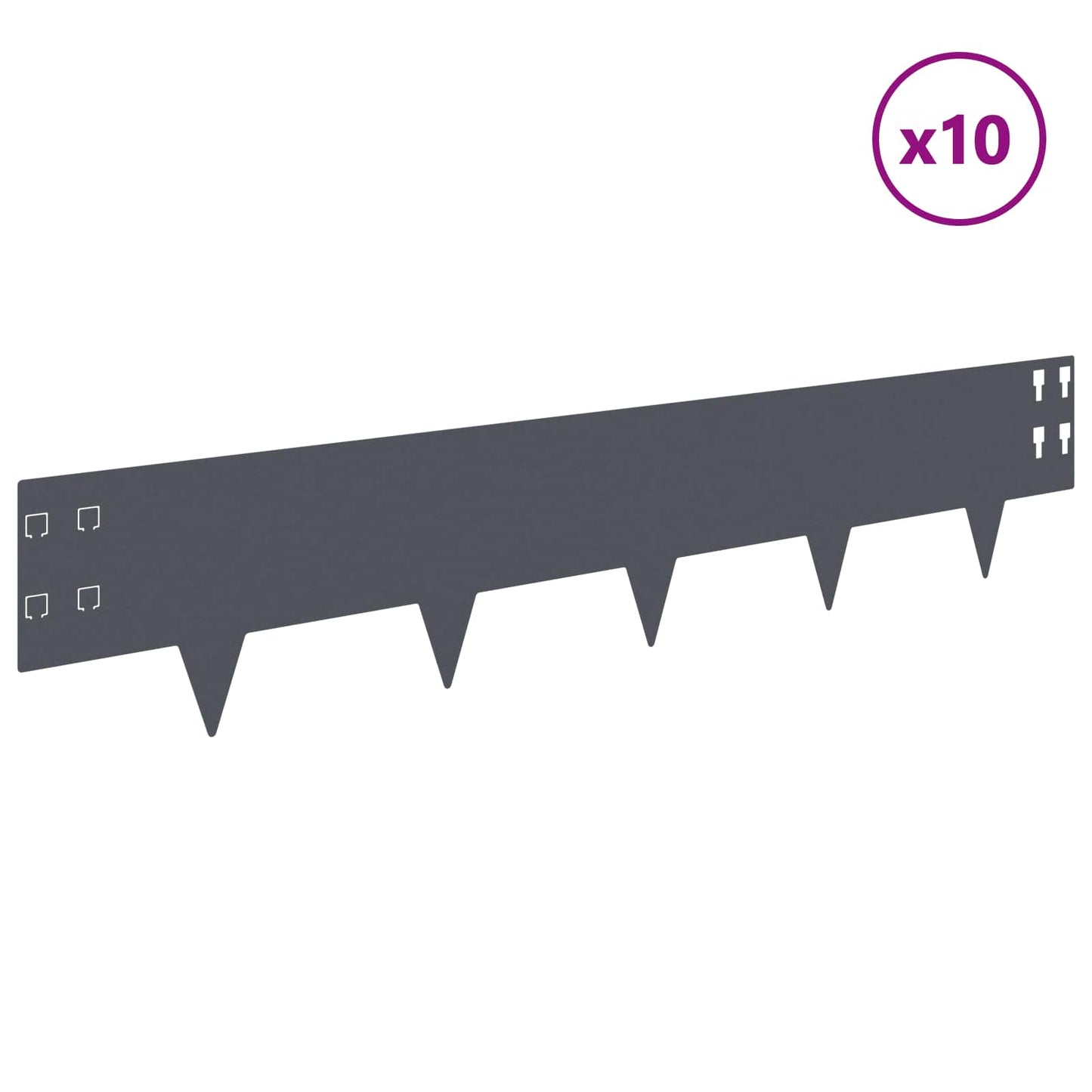 Lawn Edging 10 pcs 100 x 20 cm Steel Anthracite
