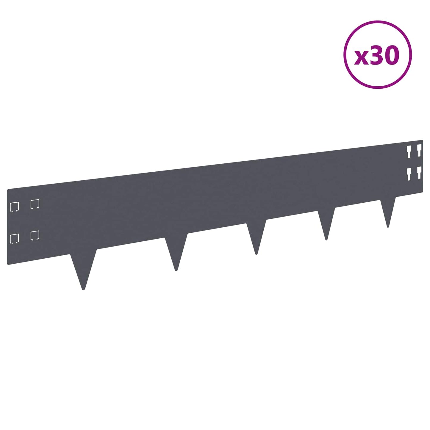 Lawn Edging 30 pcs 100 x 20 cm Steel Anthracite