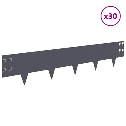 Lawn Edging 30 pcs 100 x 20 cm Steel Anthracite