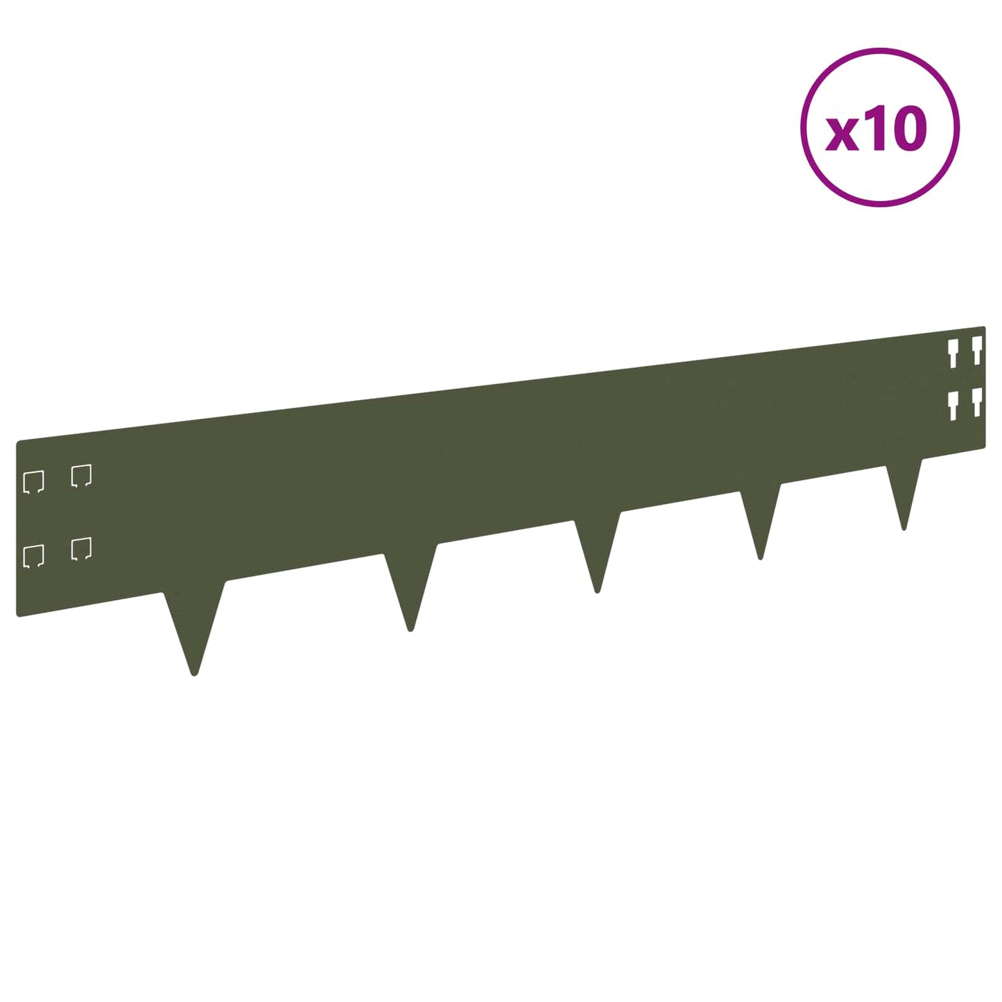 Lawn Edging 10 pcs 100 x 20 cm Steel Olive Green