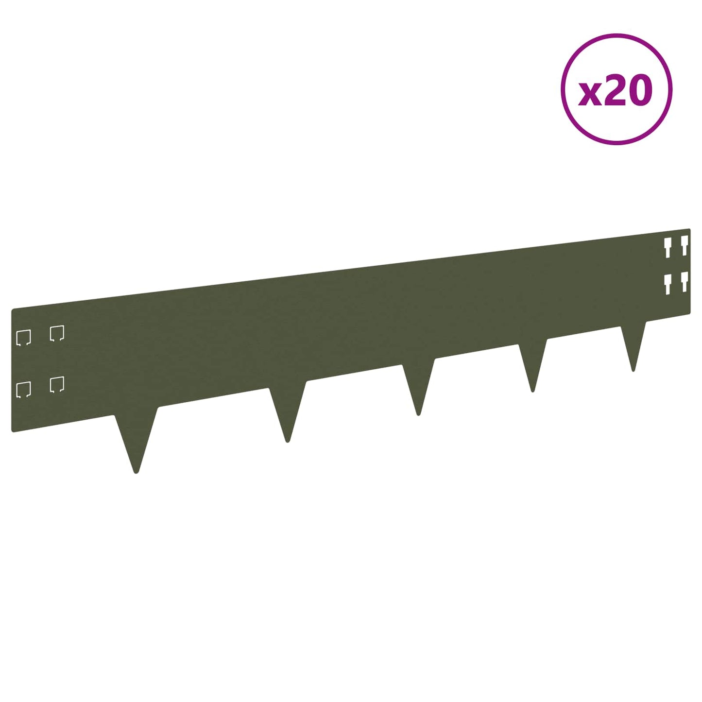 Lawn Edging 20 pcs 100 x 20 cm Steel Olive Green