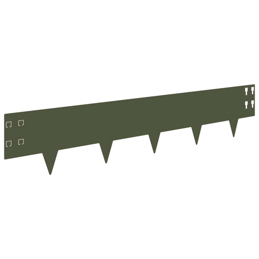 Lawn Edging 30 pcs 100 x 20 cm Steel Olive Green