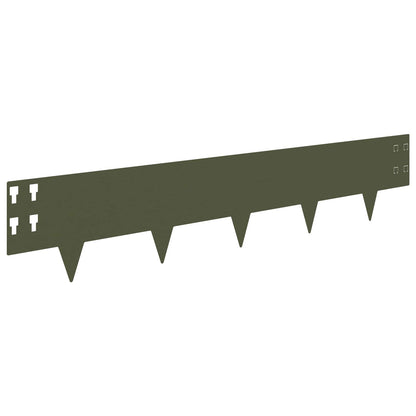 Lawn Edging 30 pcs 100 x 20 cm Steel Olive Green