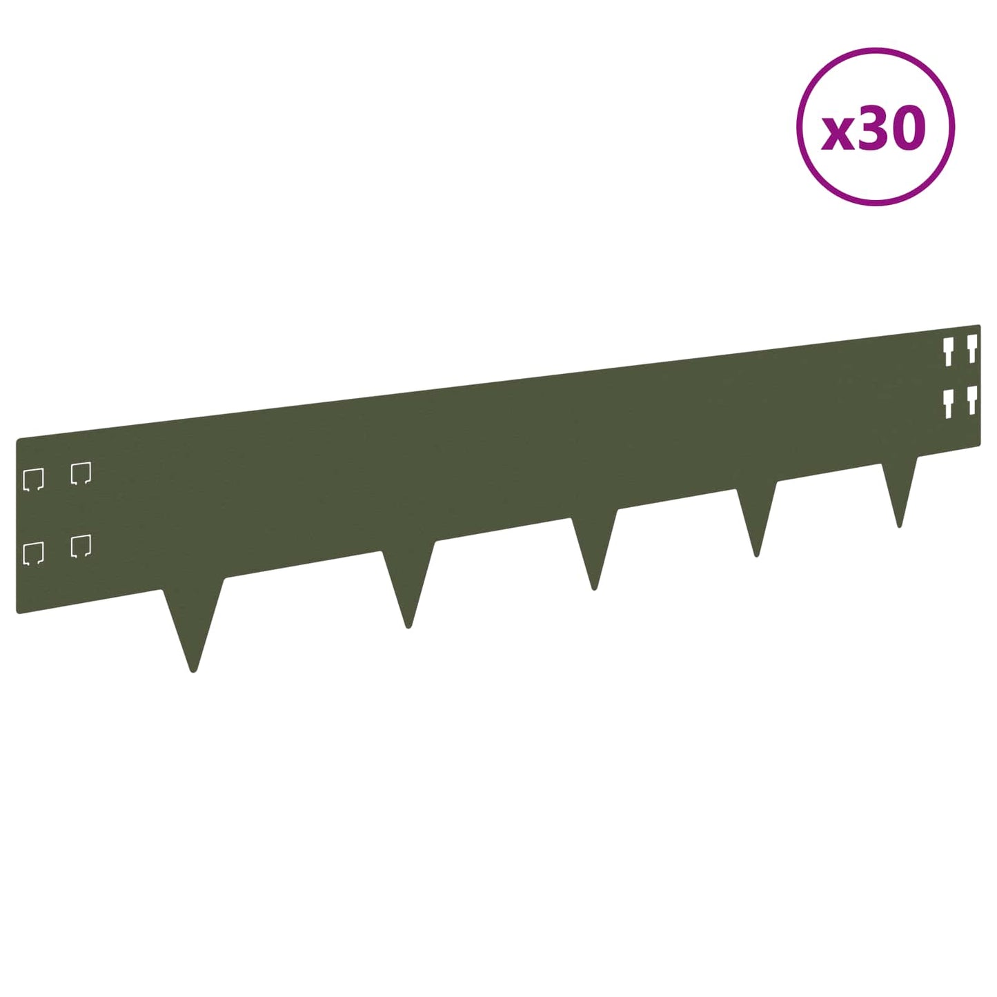 Lawn Edging 30 pcs 100 x 20 cm Steel Olive Green