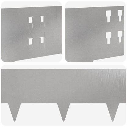 Lawn Edging 30 pcs 100 x 20 cm Steel Silver