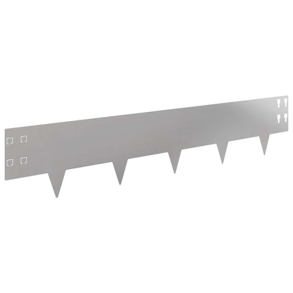 Lawn Edging 30 pcs 100 x 20 cm Steel Silver