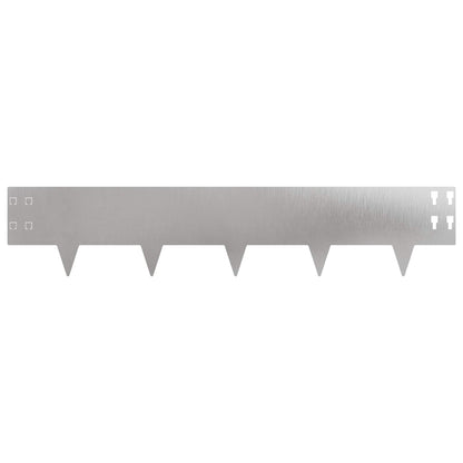 Lawn Edging 30 pcs 100 x 20 cm Steel Silver