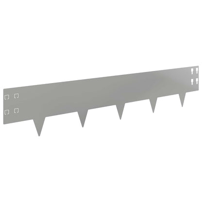 Lawn Edging 10 pcs 100 x 20 cm Steel Silver