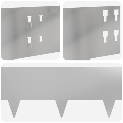 Lawn Edging 20 pcs 100 x 20 cm Steel Silver
