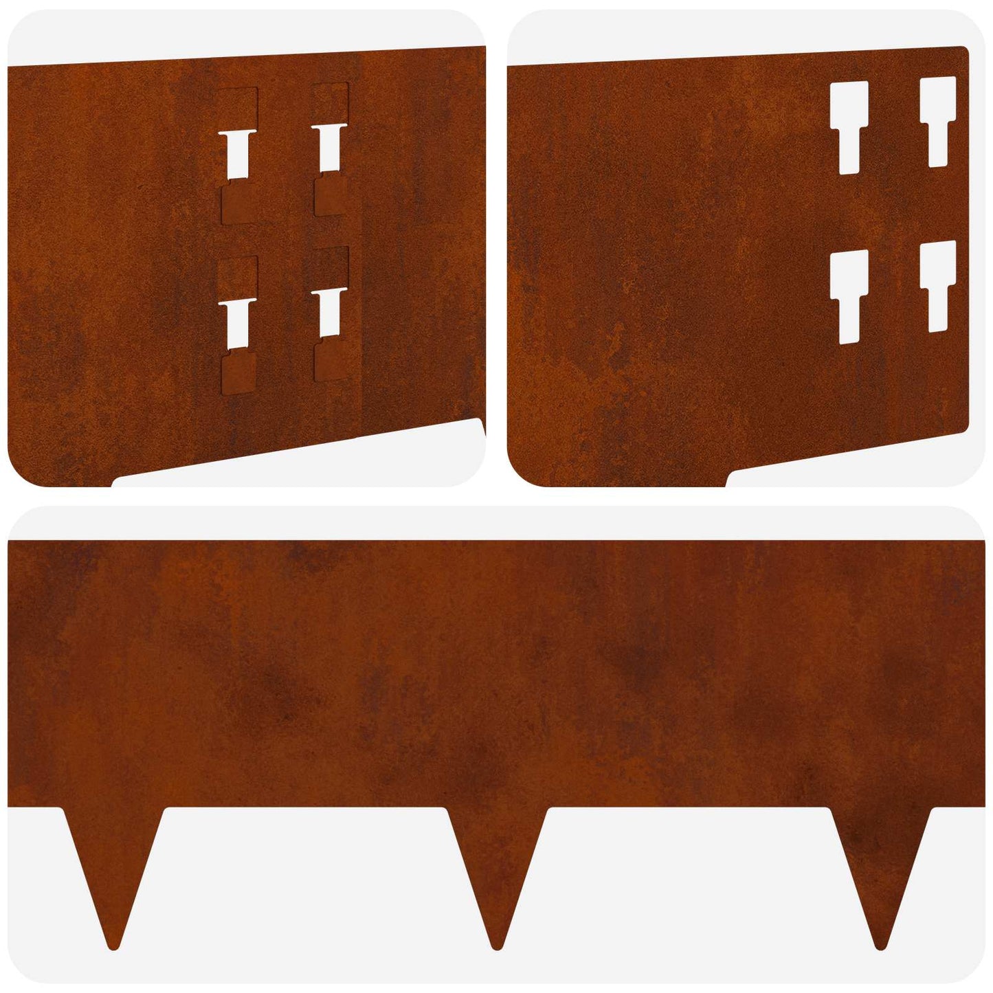 Lawn Edging 50 pcs 100 x 20 cm Steel Rusty