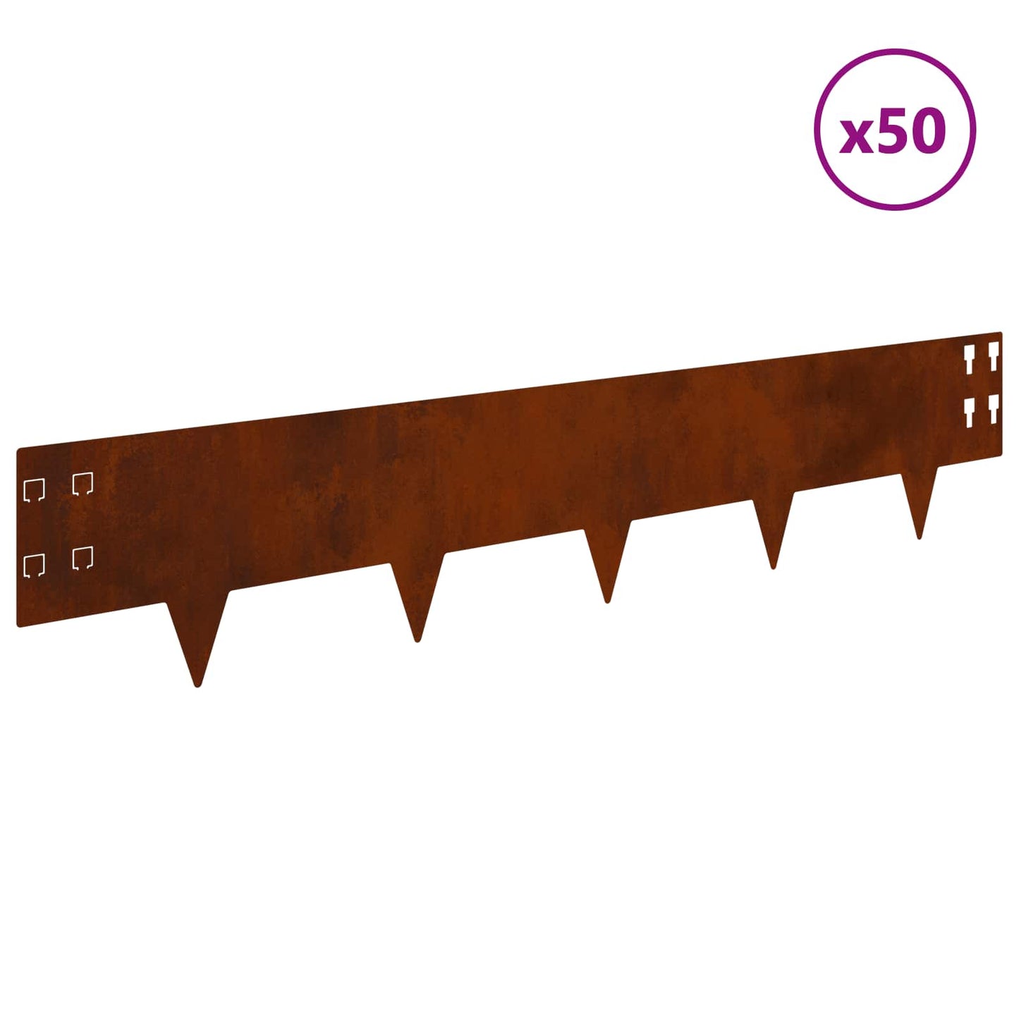 Lawn Edging 50 pcs 100 x 20 cm Steel Rusty