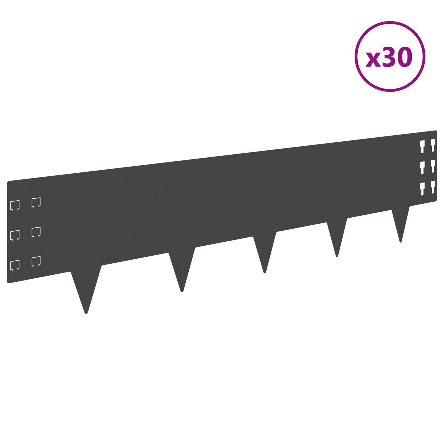 Lawn Edging 30 pcs 100 x 25 cm Steel Black