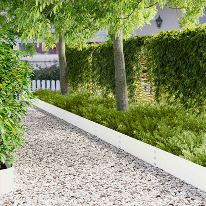 Lawn Edging 20 pcs 100 x 25 cm Steel White
