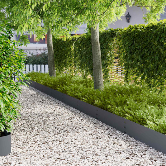 Lawn Edging 30 pcs 100 x 25 cm Steel Anthracite