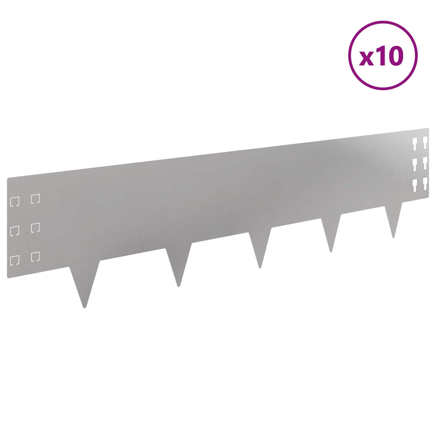 Lawn Edging 10 pcs 100 x 25 cm Steel Silver