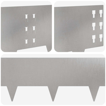 Lawn Edging 20 pcs 100 x 25 cm Steel Silver