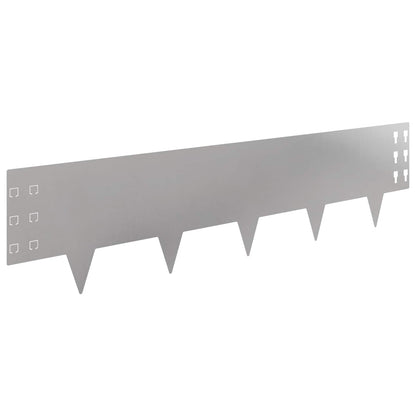 Lawn Edging 30 pcs 100 x 25 cm Steel Silver