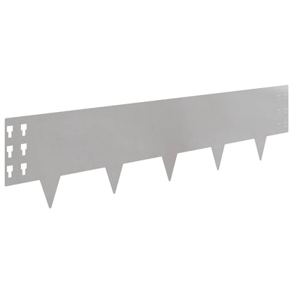 Lawn Edging 30 pcs 100 x 25 cm Steel Silver