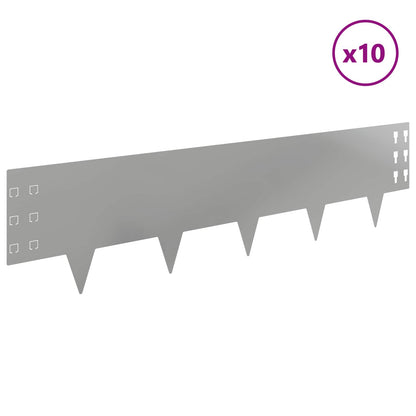 Lawn Edging 10 pcs 100 x 25 cm Steel Silver