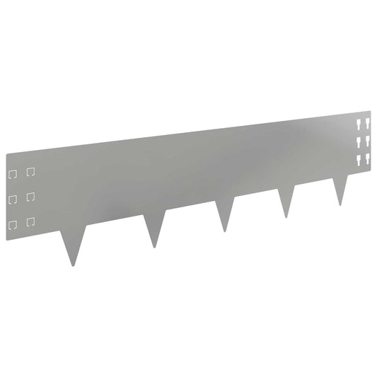 Lawn Edging 20 pcs 100 x 25 cm Steel Silver