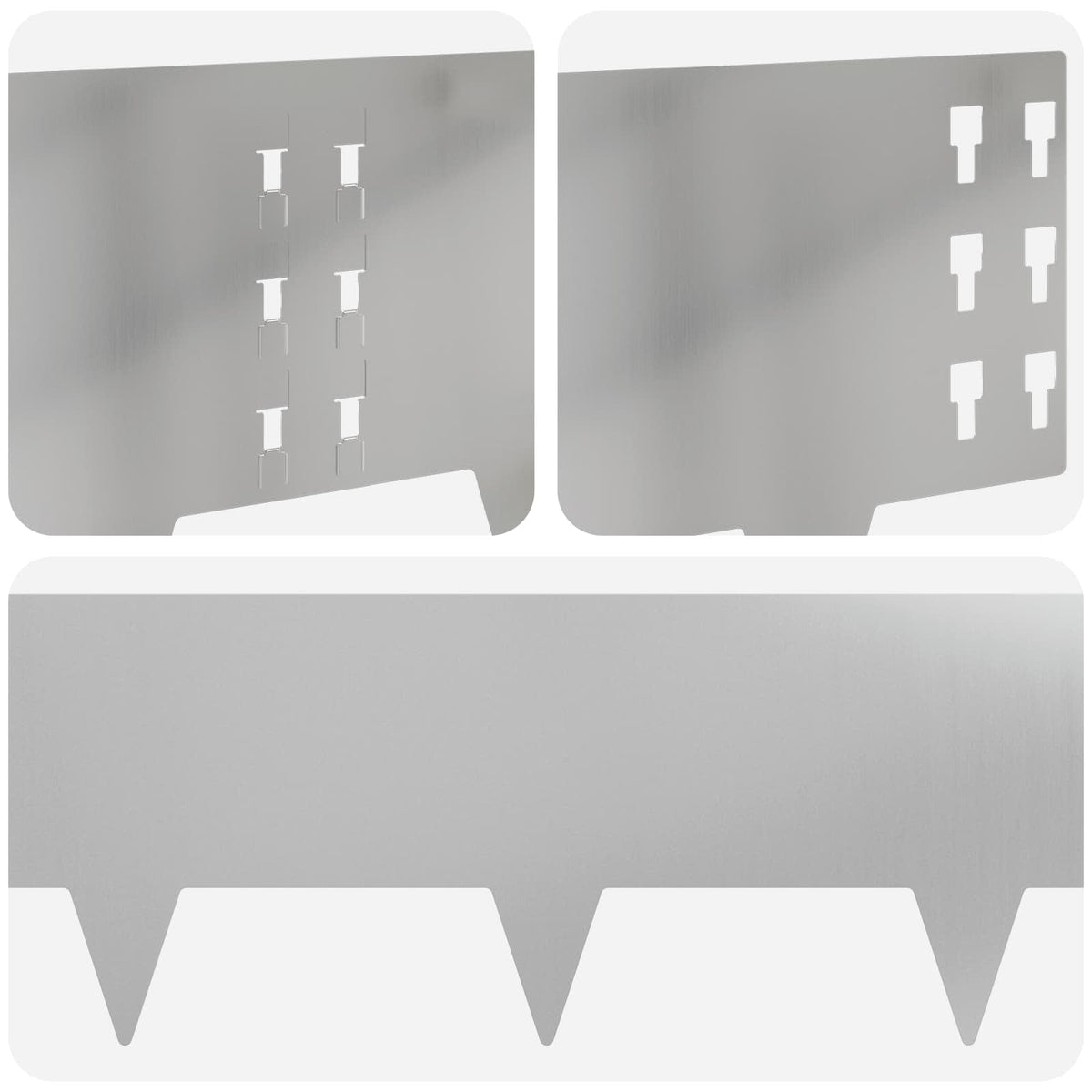 Lawn Edging 30 pcs 100 x 25 cm Steel Silver