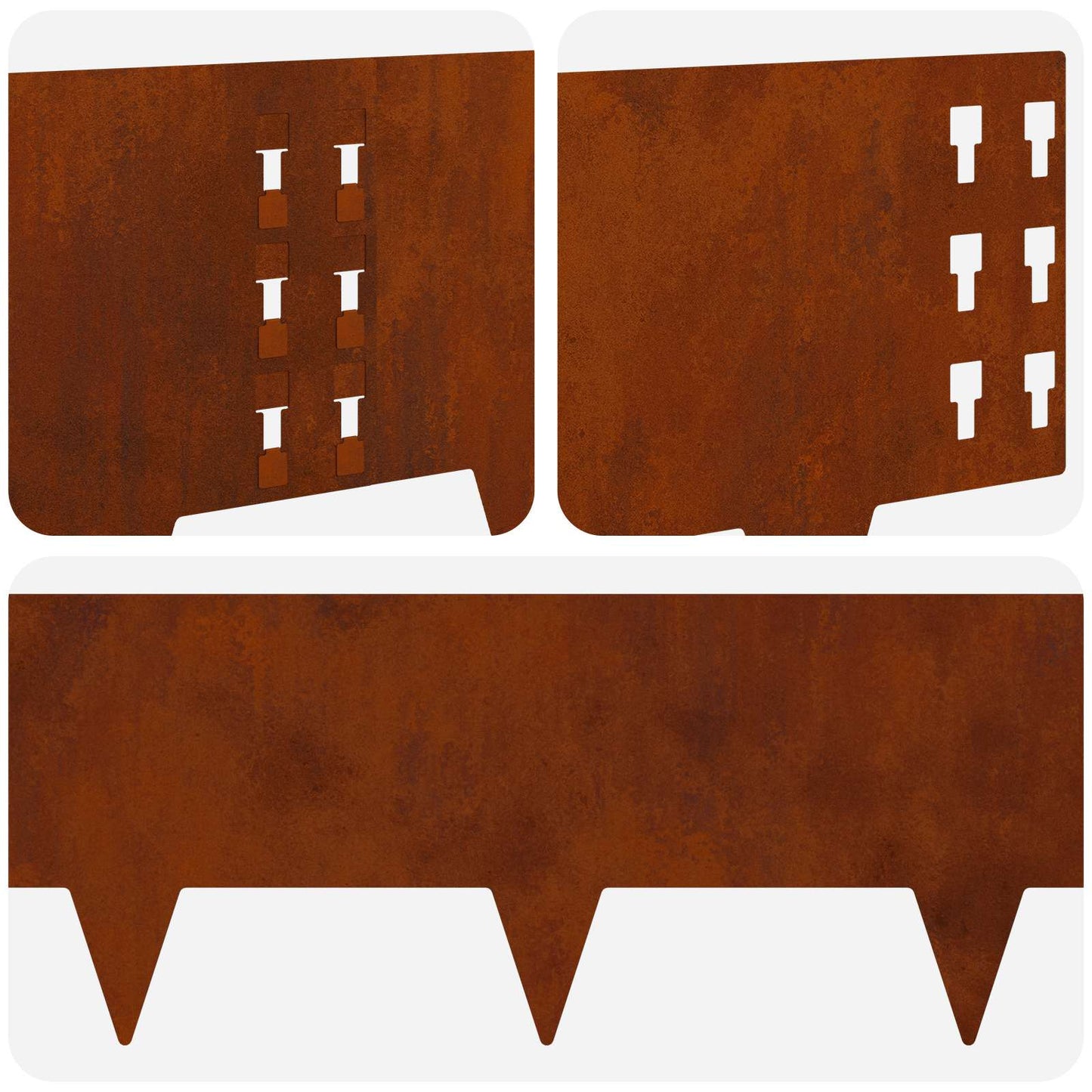 Lawn Edging 30 pcs 100 x 25 cm Steel Rusty