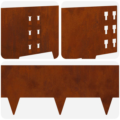 Lawn Edging 30 pcs 100 x 25 cm Steel Rusty