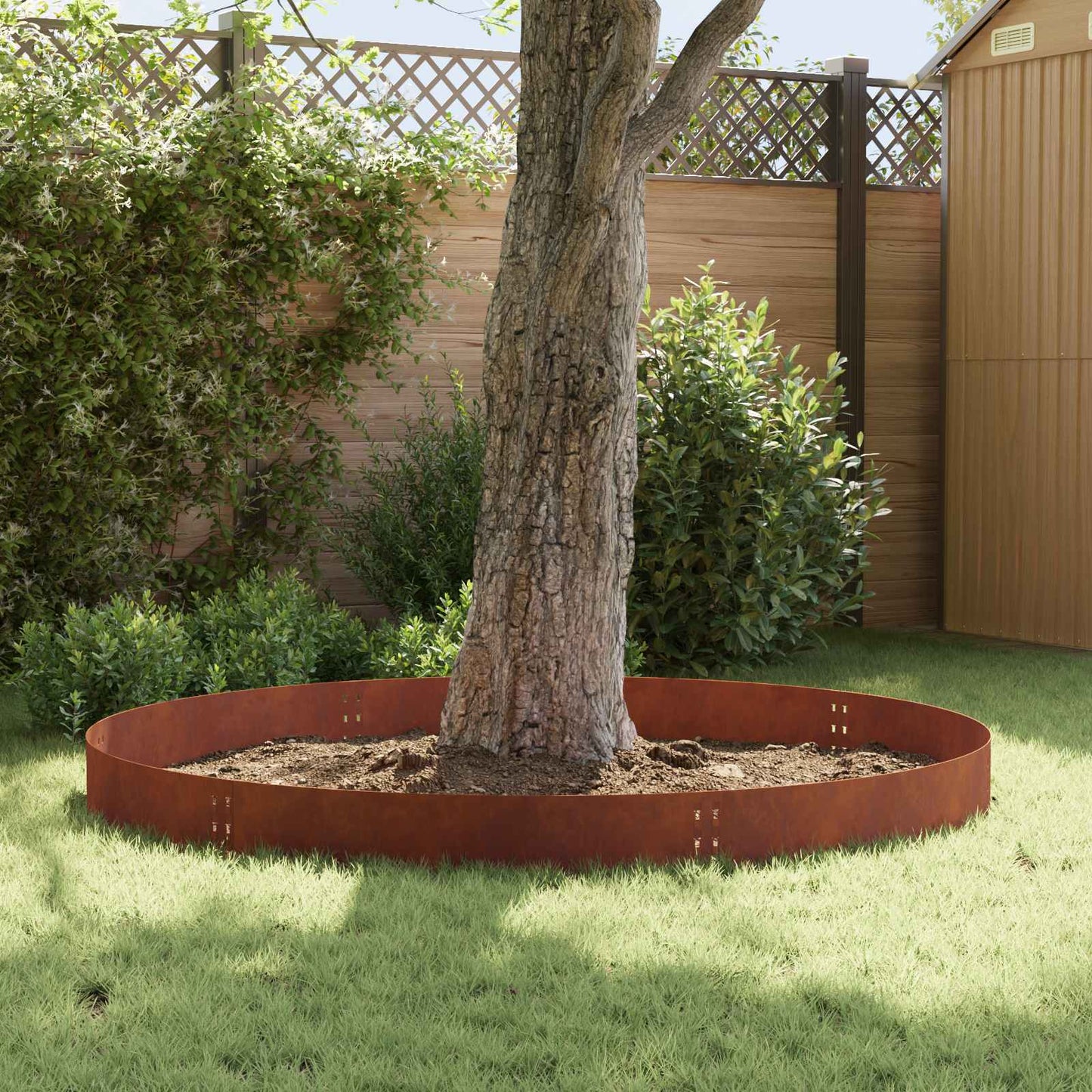 Lawn Edging 30 pcs 100 x 25 cm Steel Rusty