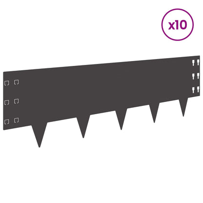 Lawn Edging 10 pcs 100 x 30 cm Steel Black