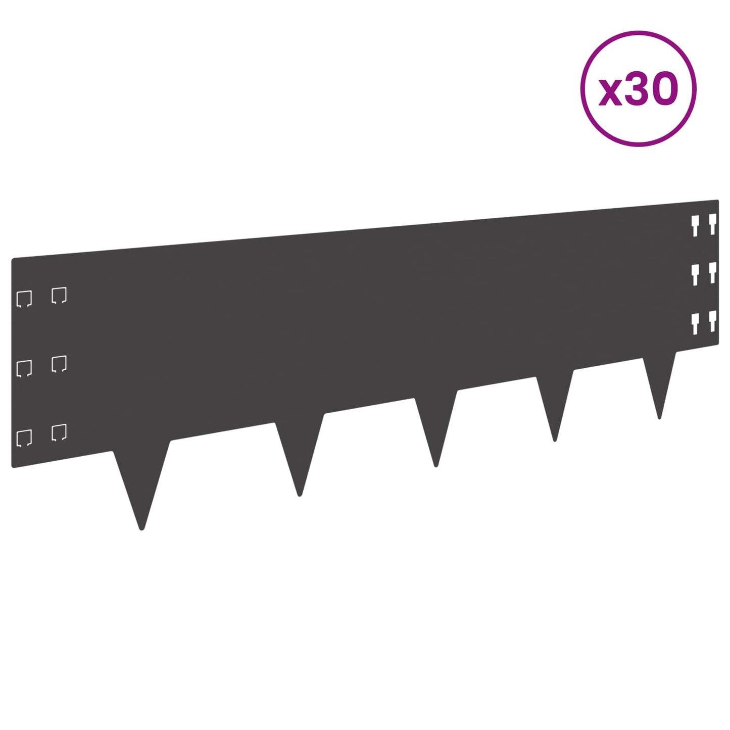 Lawn Edging 30 pcs 100 x 30 cm Steel Black