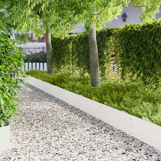 Lawn Edging 10 pcs 100 x 30 cm Steel White