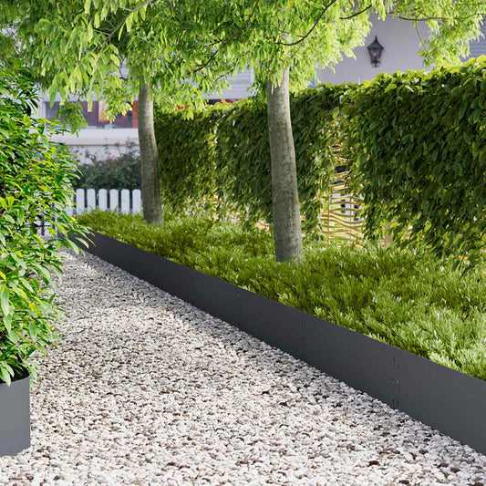 Lawn Edging 10 pcs 100 x 30 cm Steel Anthracite