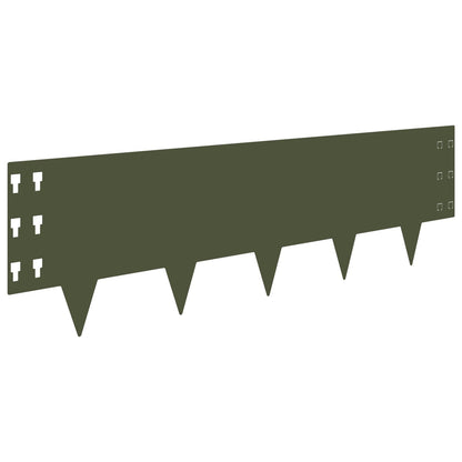Lawn Edging 10 pcs 100 x 30 cm Steel Olive Green