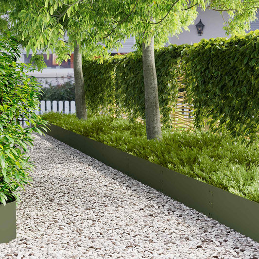 Lawn Edging 20 pcs 100 x 30 cm Steel Olive Green
