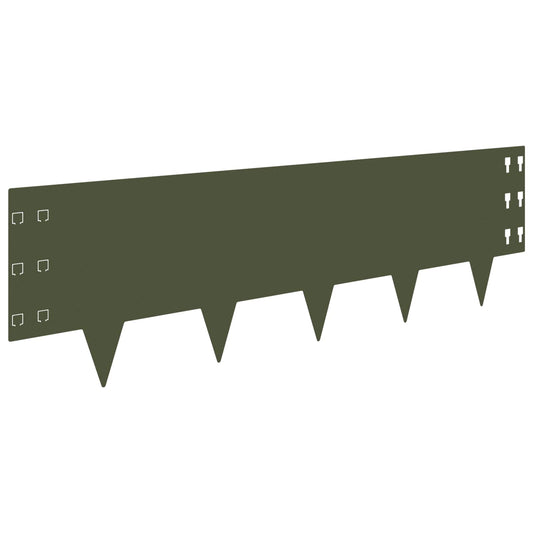 Lawn Edging 20 pcs 100 x 30 cm Steel Olive Green