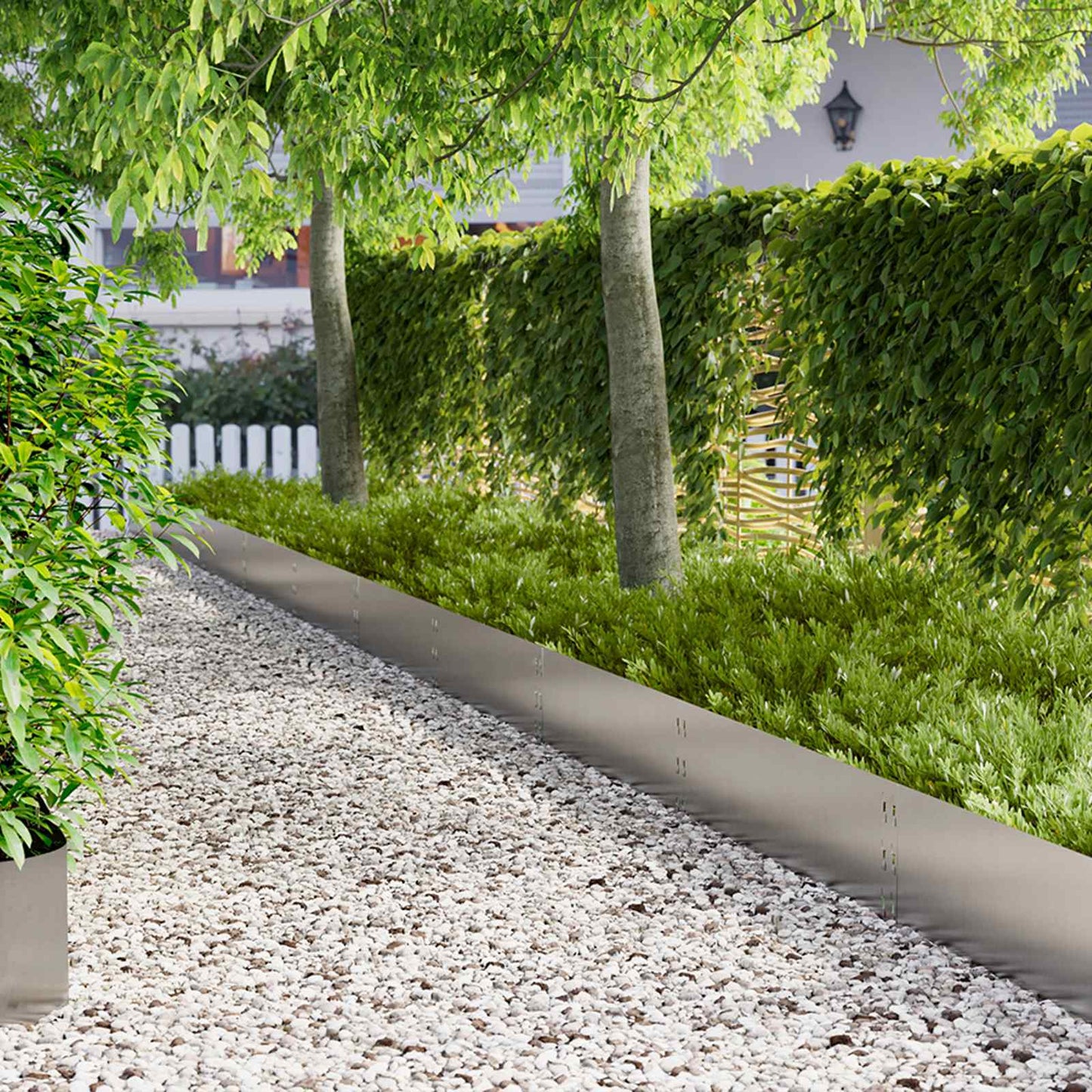 Lawn Edging 10 pcs 100 x 30 cm Steel Silver