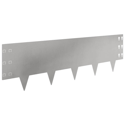 Lawn Edging 20 pcs 100 x 30 cm Steel Silver