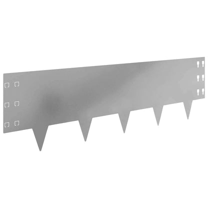 Lawn Edging 30 pcs 100 x 30 cm Steel Silver