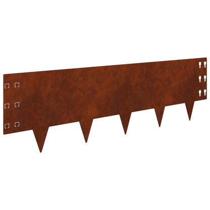 Lawn Edging 10 pcs 100 x 30 cm Steel Rusty