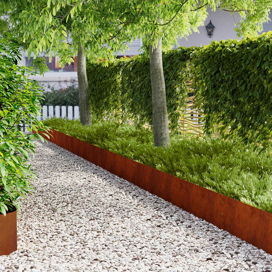 Lawn Edging 20 pcs 100 x 30 cm Steel Rusty